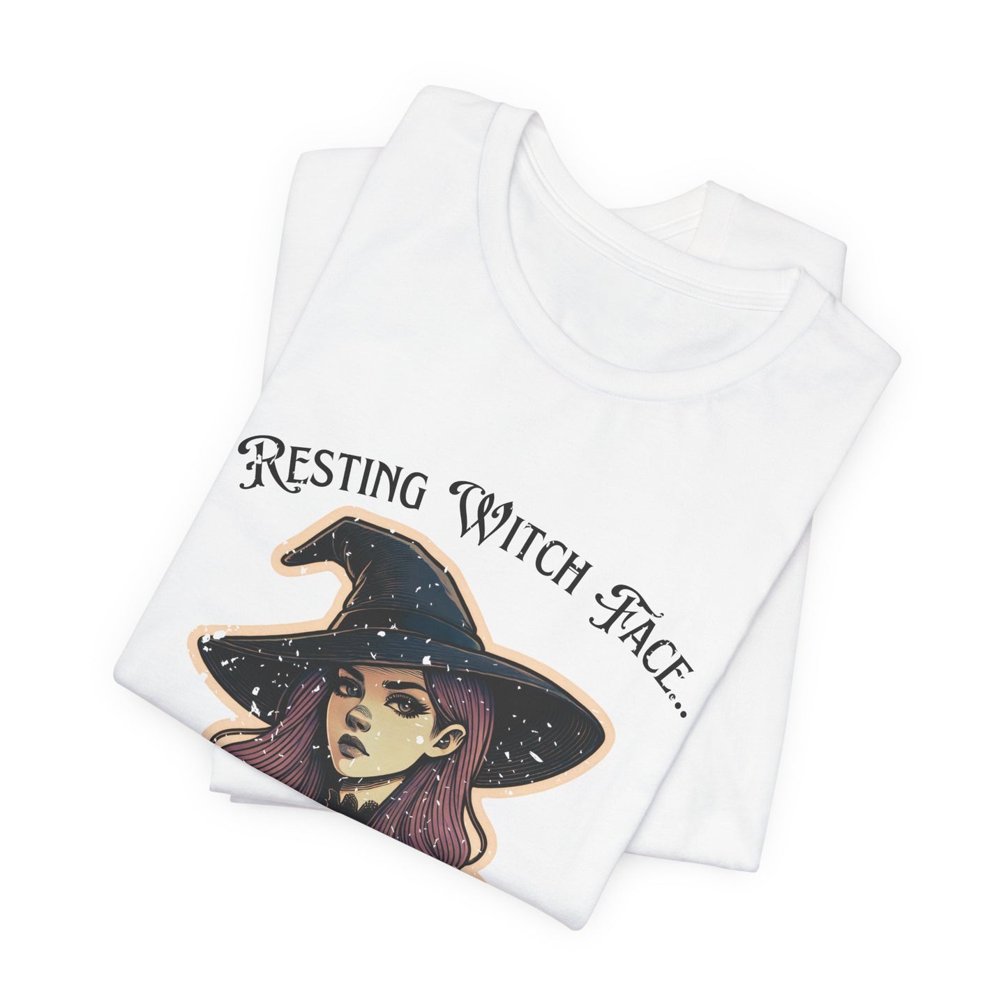 "Resting Witch Face" Distressed Cotton Graphic T-Shirt