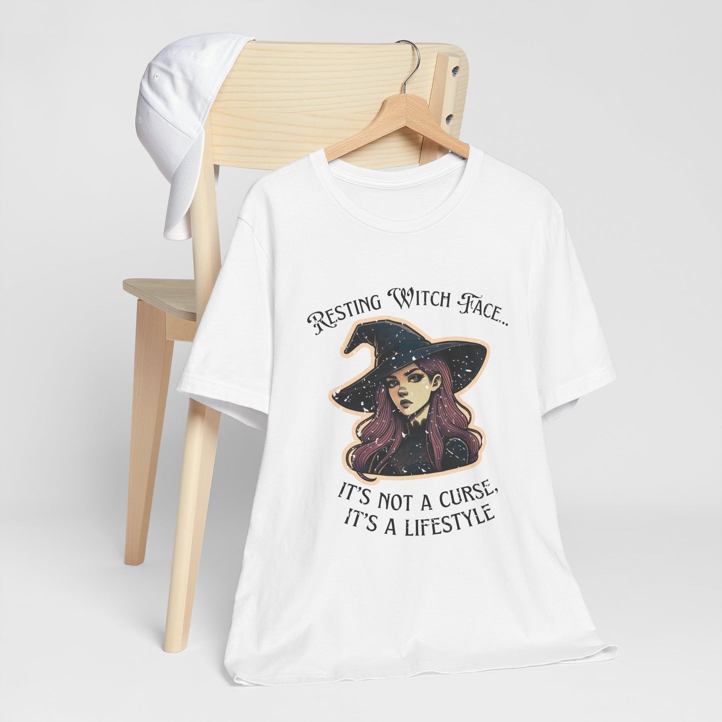 "Resting Witch Face" Distressed Cotton Graphic T-Shirt