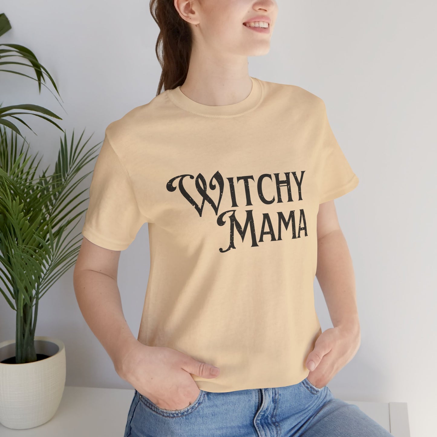 "Witchy Mama" Distressed Cotton T-Shirt