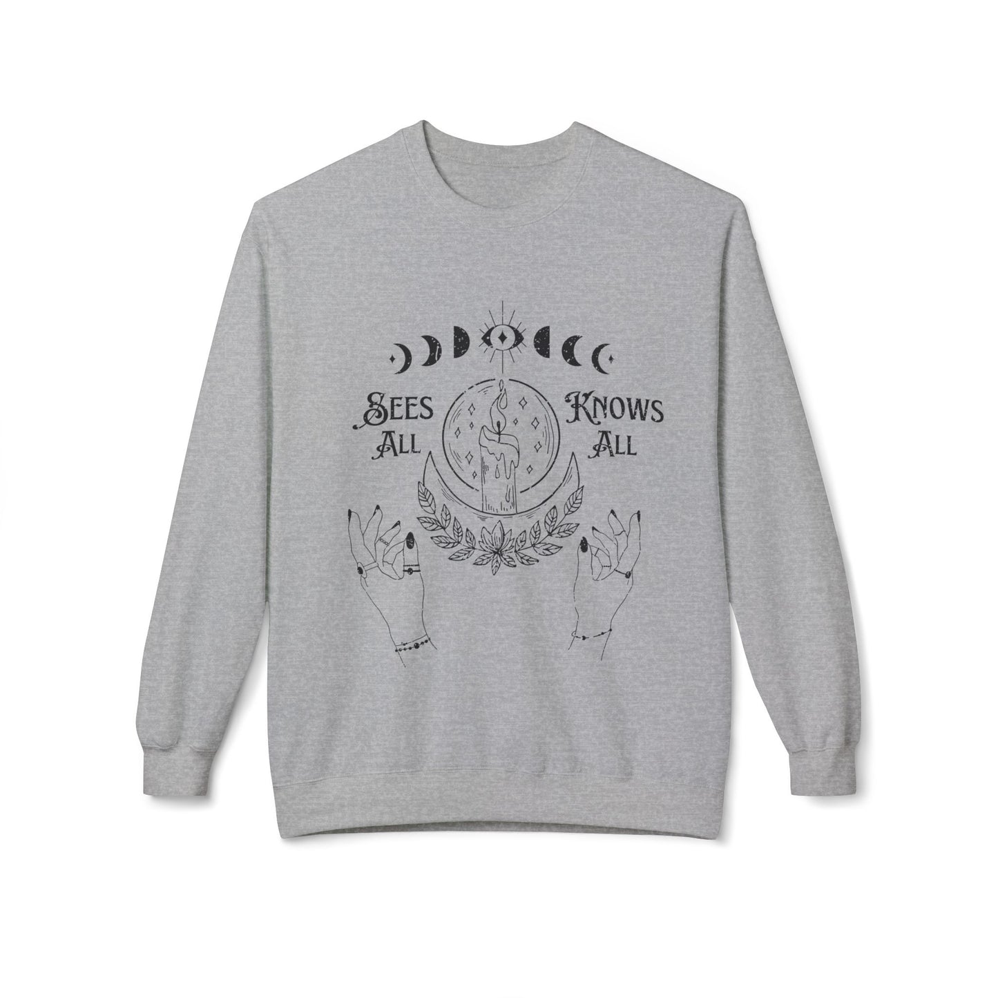 "Sees All, Knows All" Distressed Crewneck Sweatshirt