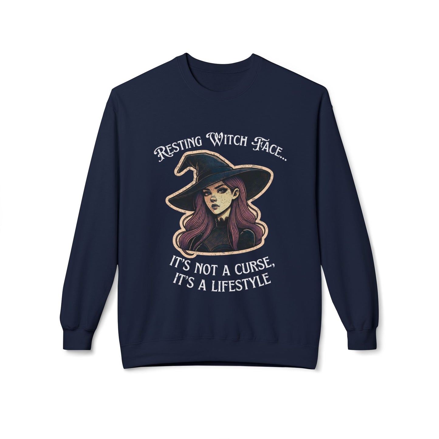 “Resting Witch Face” Distressed Crewneck Sweatshirt