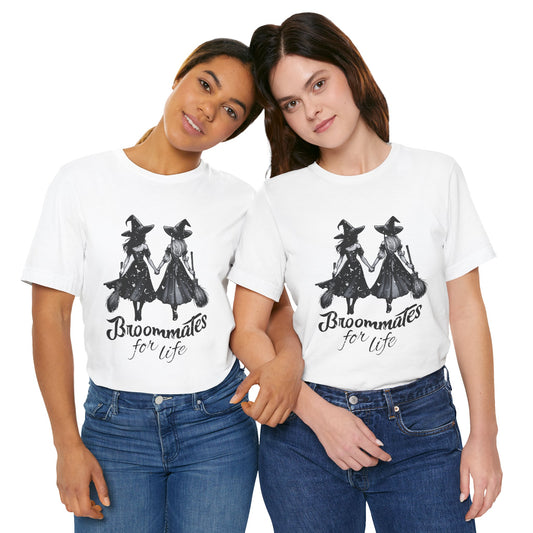 “Broommates for Life”  Distressed Cotton Graphic T-Shirt