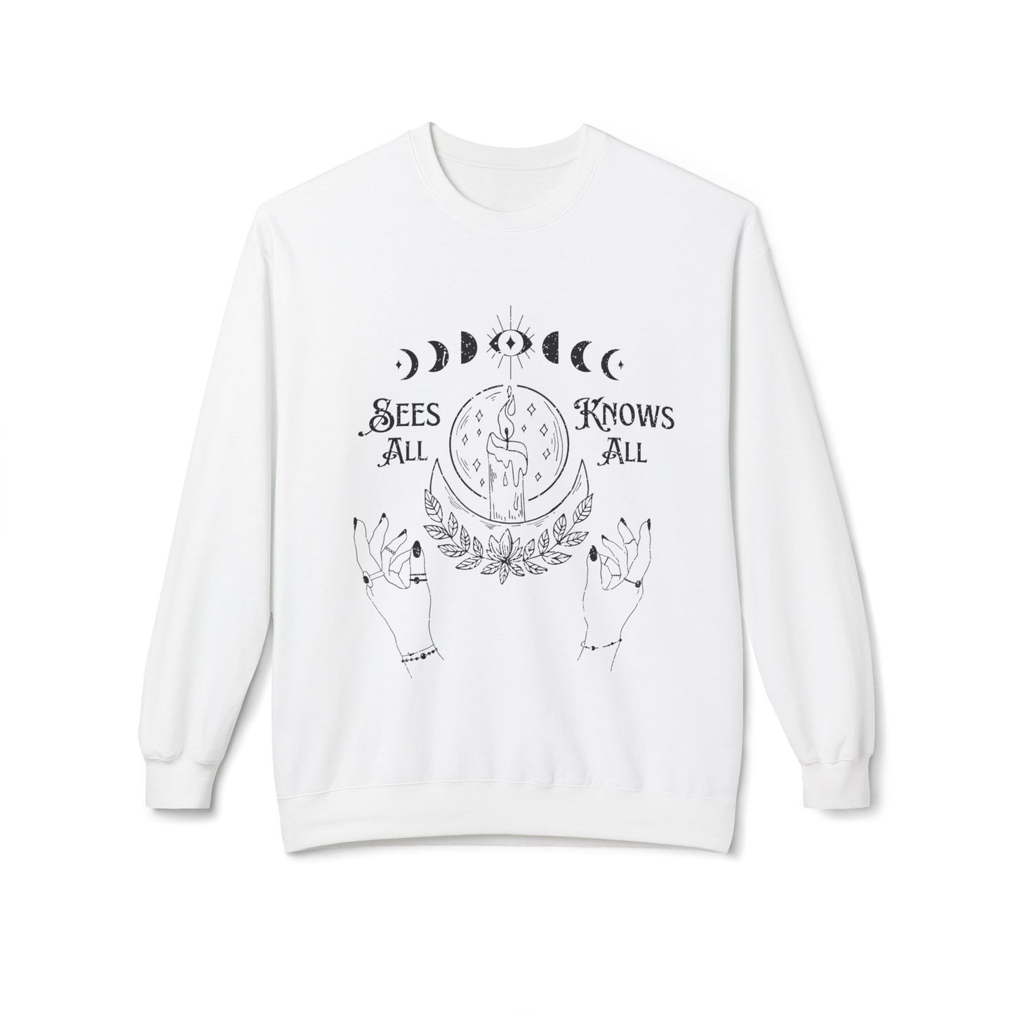 "Sees All, Knows All" Distressed Crewneck Sweatshirt