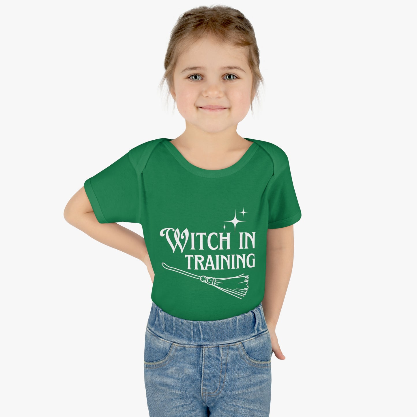 "Witch in Training" Adorable Infant Graphic Onesie