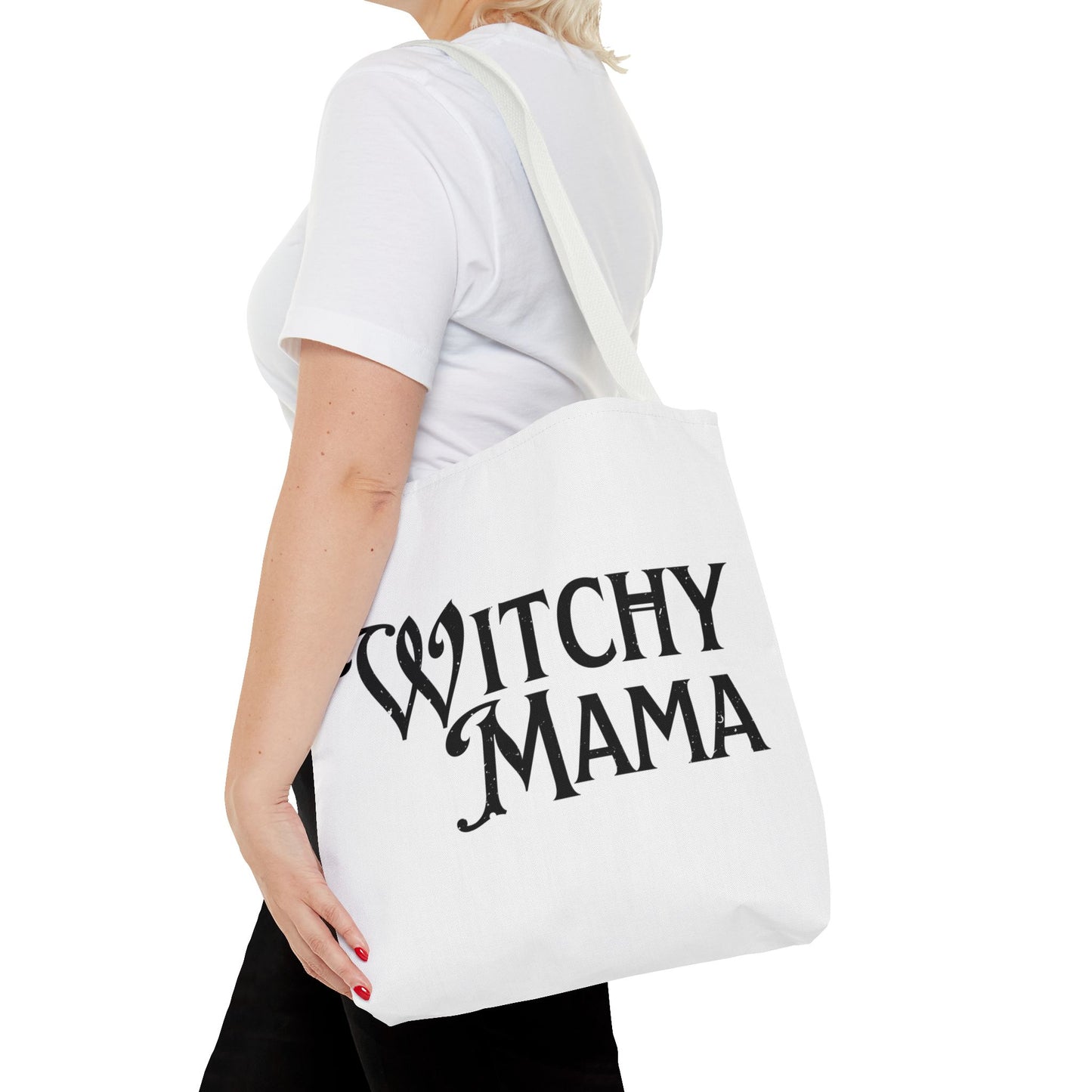 "Witchy Mama" Distressed Graphic Tote Bag | Magical Minimalist Accessory