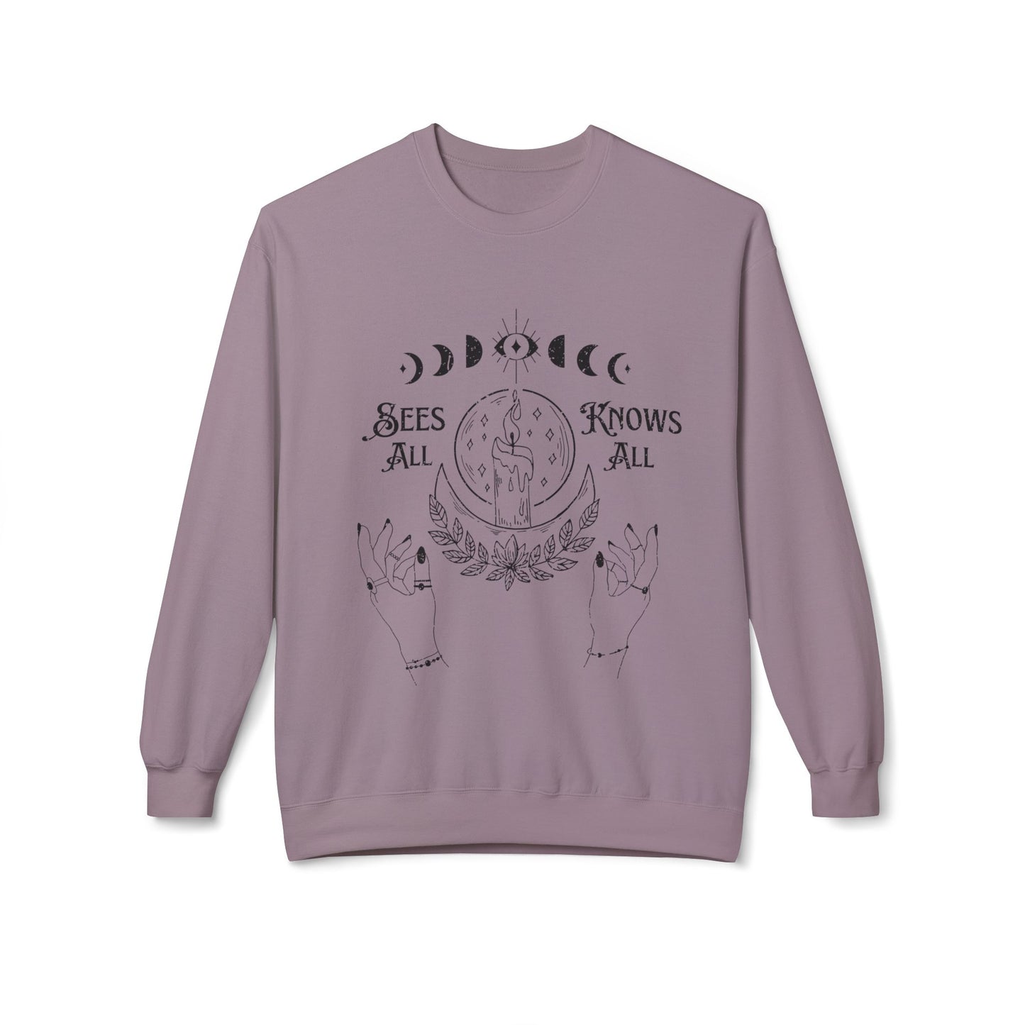 "Sees All, Knows All" Distressed Crewneck Sweatshirt