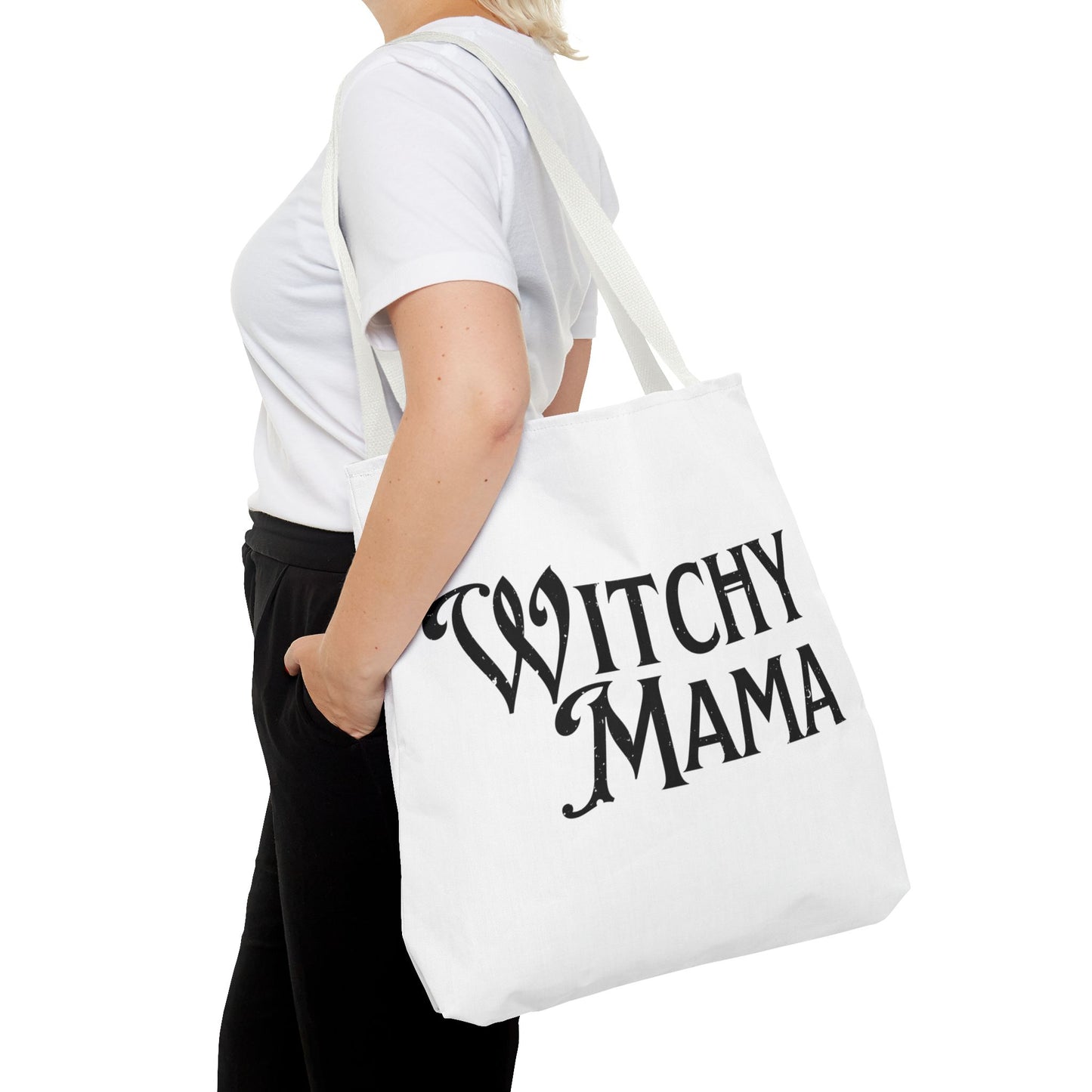 "Witchy Mama" Distressed Graphic Tote Bag | Magical Minimalist Accessory